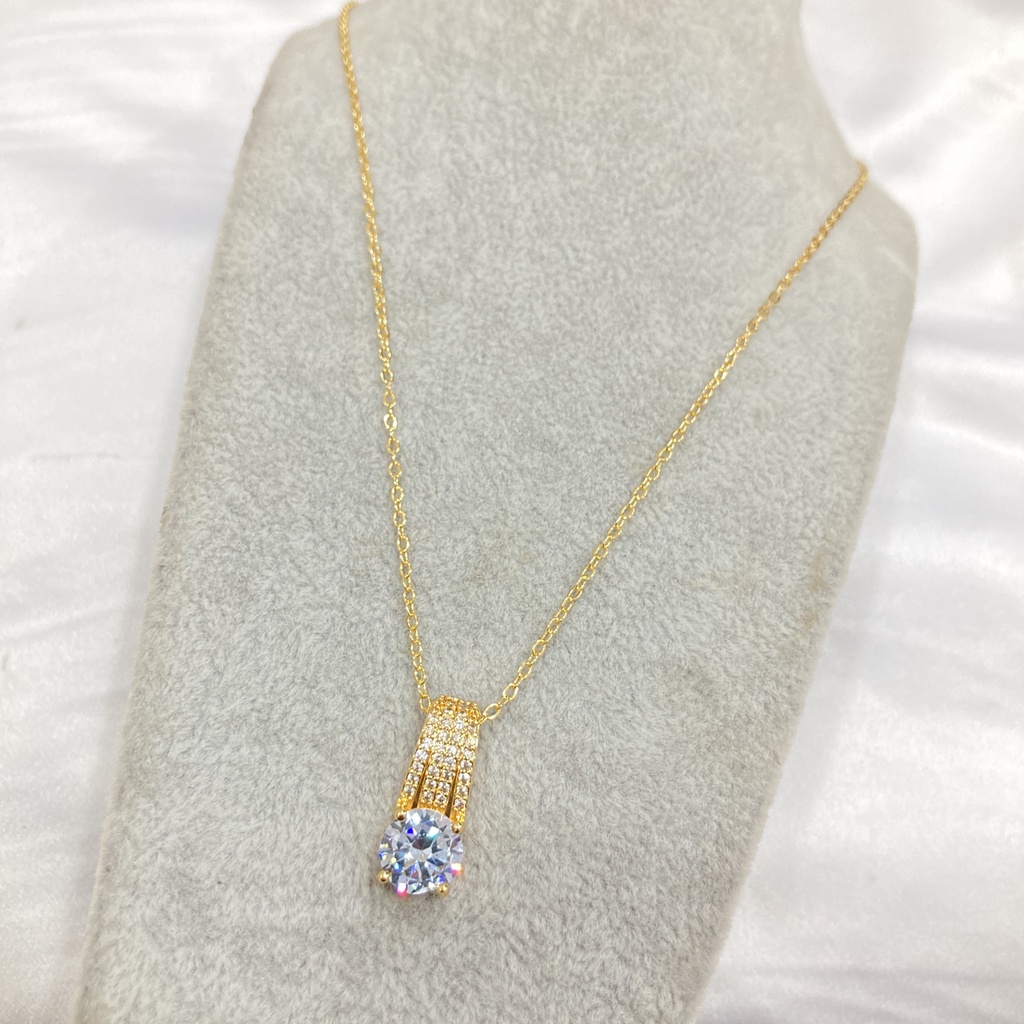 Kalung Liontin Lapis Emas Full Permata Zircon Perhiasan Xuping KLE56