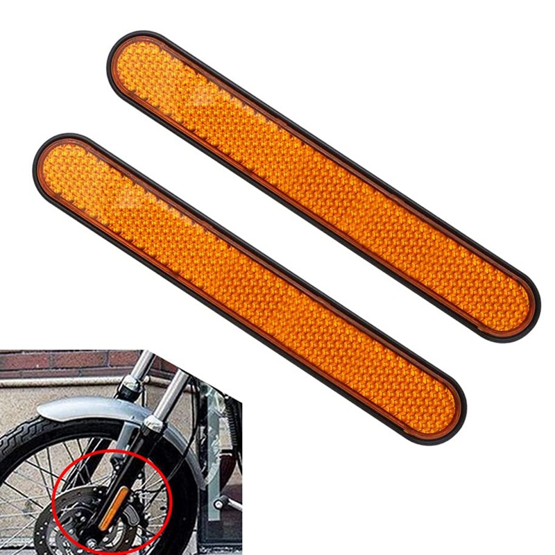 Motorcycle Front Fork Reflector Sticker Lower Legs Slider Safety Warning for Softail Sportster 883 1200 Yellow
