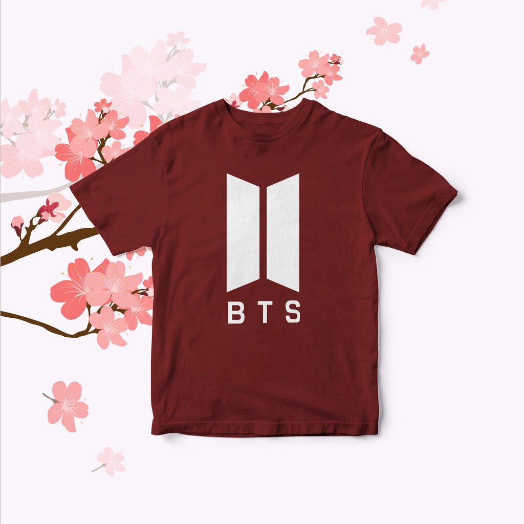 T-SHIRT BAJU KAOS DISTRO BTS LOGO BESAR COMBED 30S MURAH