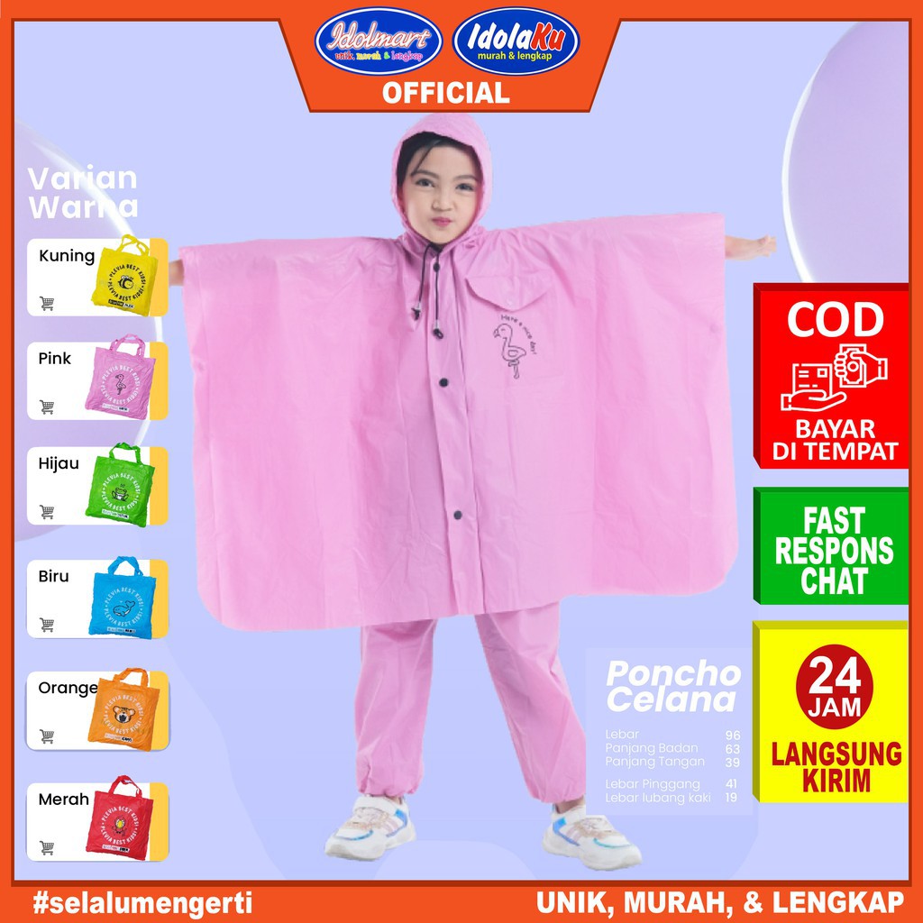 IDOLAKU Plevia Jas Hujan Anak Bestkids 120 Ponco Celana unisex - Plevia Semarang