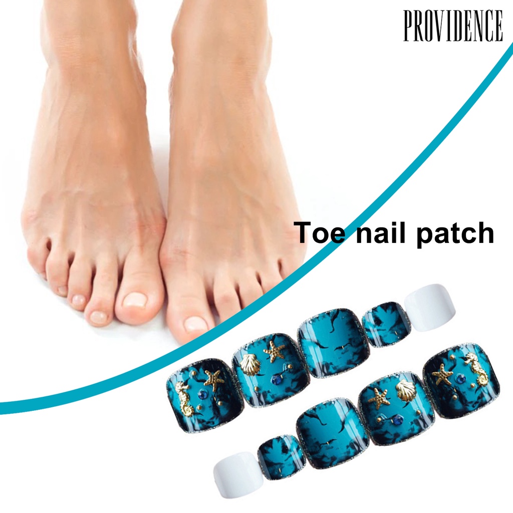 Providence 24Pcs Nail Patch Easy to Use Fadeless ABS Pedicure Fake Extension Tips for Women