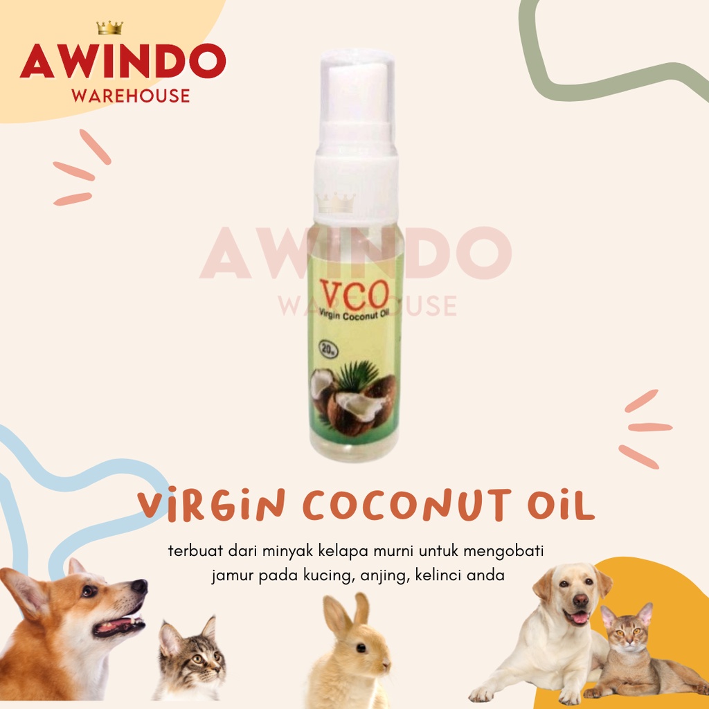 MINYAK KELAPA 20ML - Virgin Coconut Oil Vco Obat Scabies Jamur Infeksi Kucing Anjing