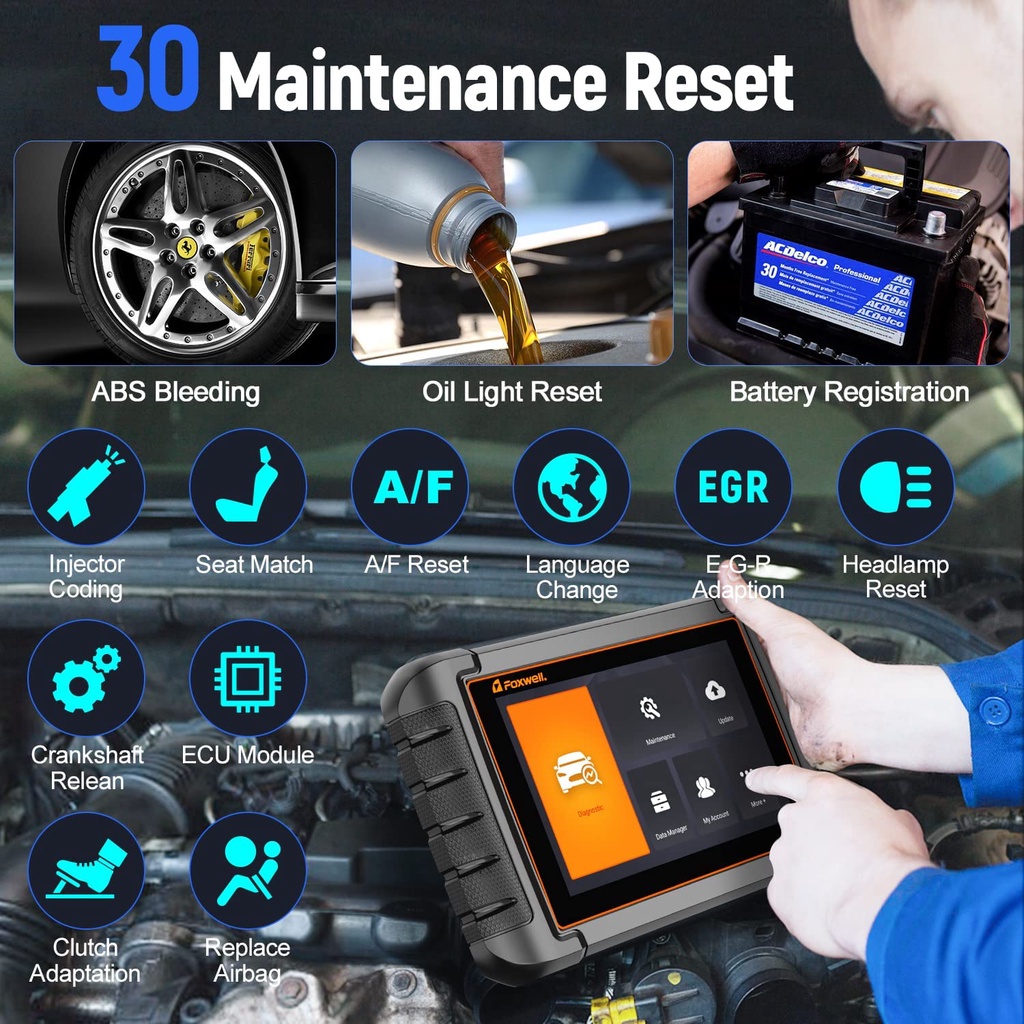 FOXWELL NT809 OE-Level Obd2 Alat Diagnostik Mobil Semua Sistem Pemindai Mobil Odb2 Dengan 30+ Fungsi Reset Pemeliharaan Dan Kontrol Dua Arah