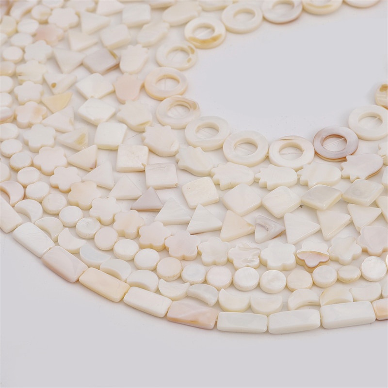 26-40Pcs Natural White Shell Beads Mother Of Pearl Loose Flat Oval Teeth Round Star Nugget Freshwater Chip For Jewelry Making