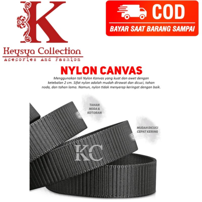 ikat pinggang pria sabuk pria tali pinggang prua canvas nylon gesper tactical pria pengait model rel
