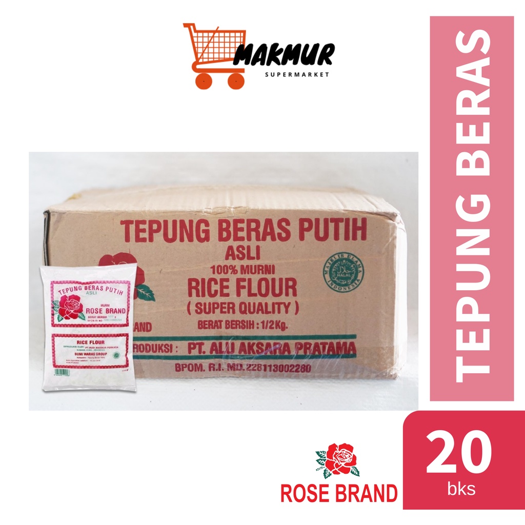 

Tepung Beras Rose Brand 500gram - 1 Dus isi 20 bks
