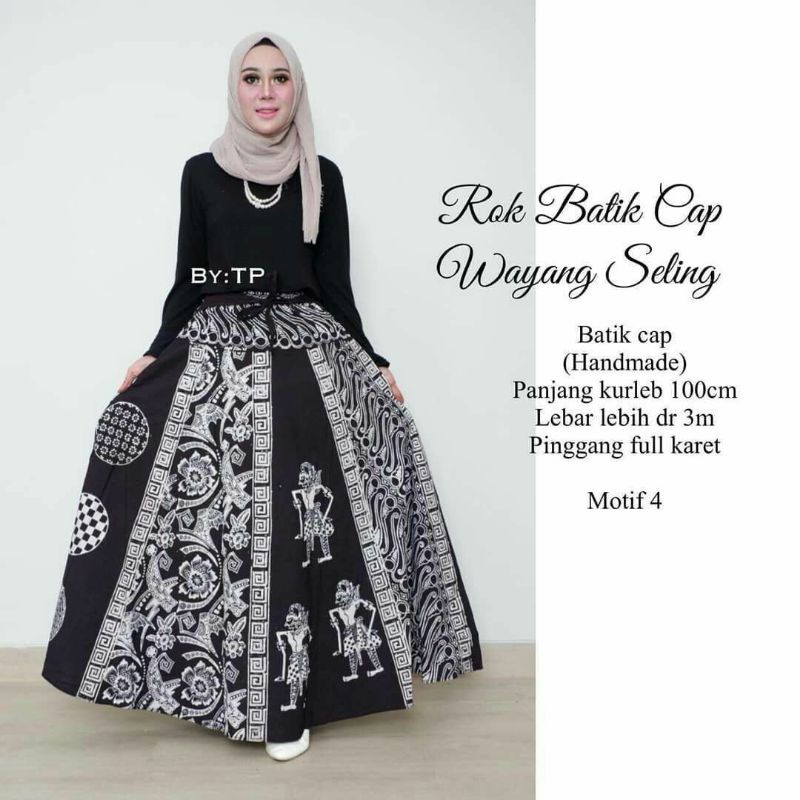 rok batik cap wayang seling aftafi hitam series bawahan wanita rok batik klok rok batik Pekalongan p