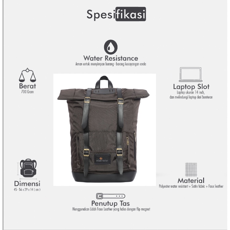 JAM SESSION BROWN |ManNeedMe x URBAN| Tas Ransel Punggung Pria Wanita Tas Backpack ORIGINAL