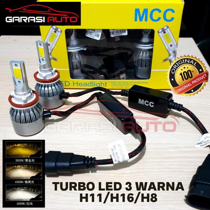 Lampu Turbo LED Foglamp 3 warna H11 H16 H8 Bohlam Kabut Putih Kuning garasiau70 Segera Dapatkan