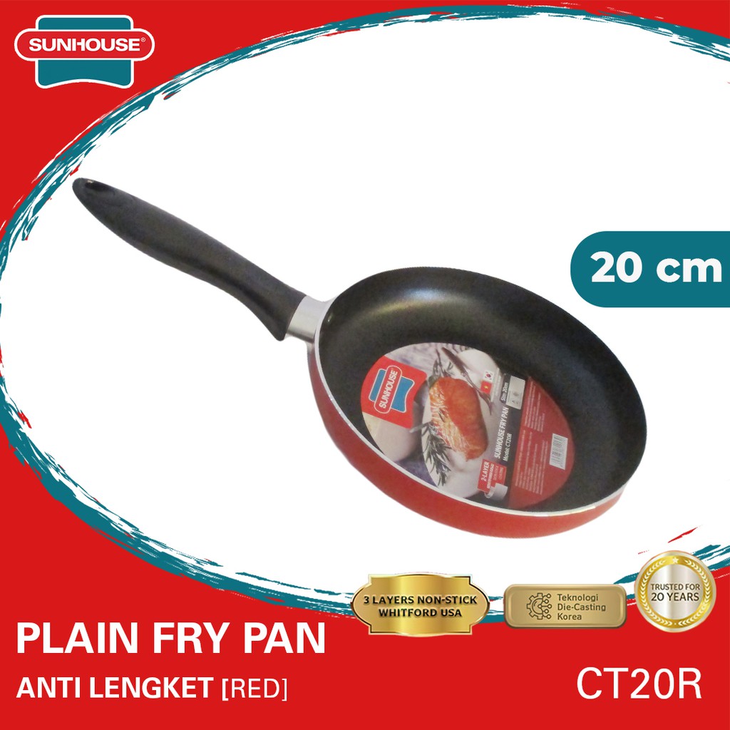 Sunhouse CT20R Frypan Anti Lengket Hitam Merah 20 cm 1 Pcs