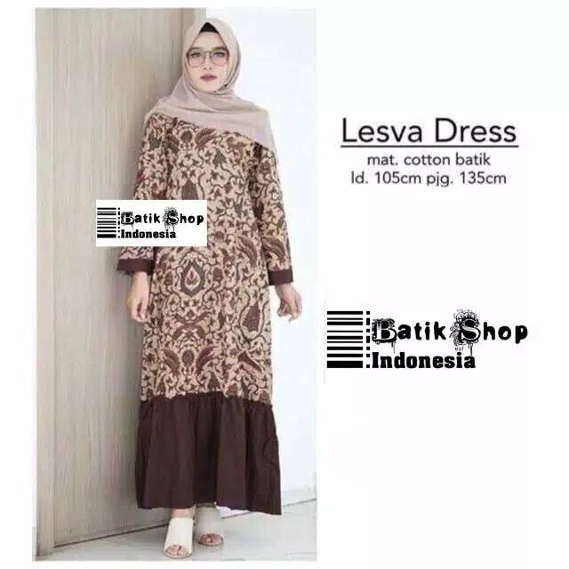 Lesva Dress Batik Wanita Muslim Modern