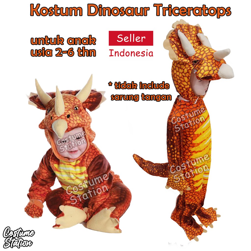 Kostum Dinosaur Triceratops / Costume Dinosaurus Red Dino Triceratops