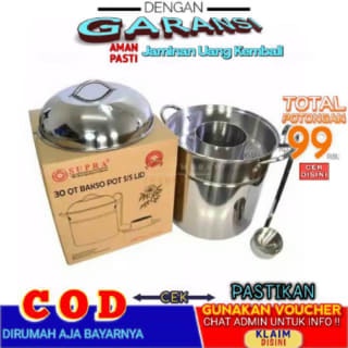 Dandang Bakso Supra 30 Qt Bakso-Baso Pot Dandang - Pot Bakso Dengan Ukuran Besar Bergaransi Mura