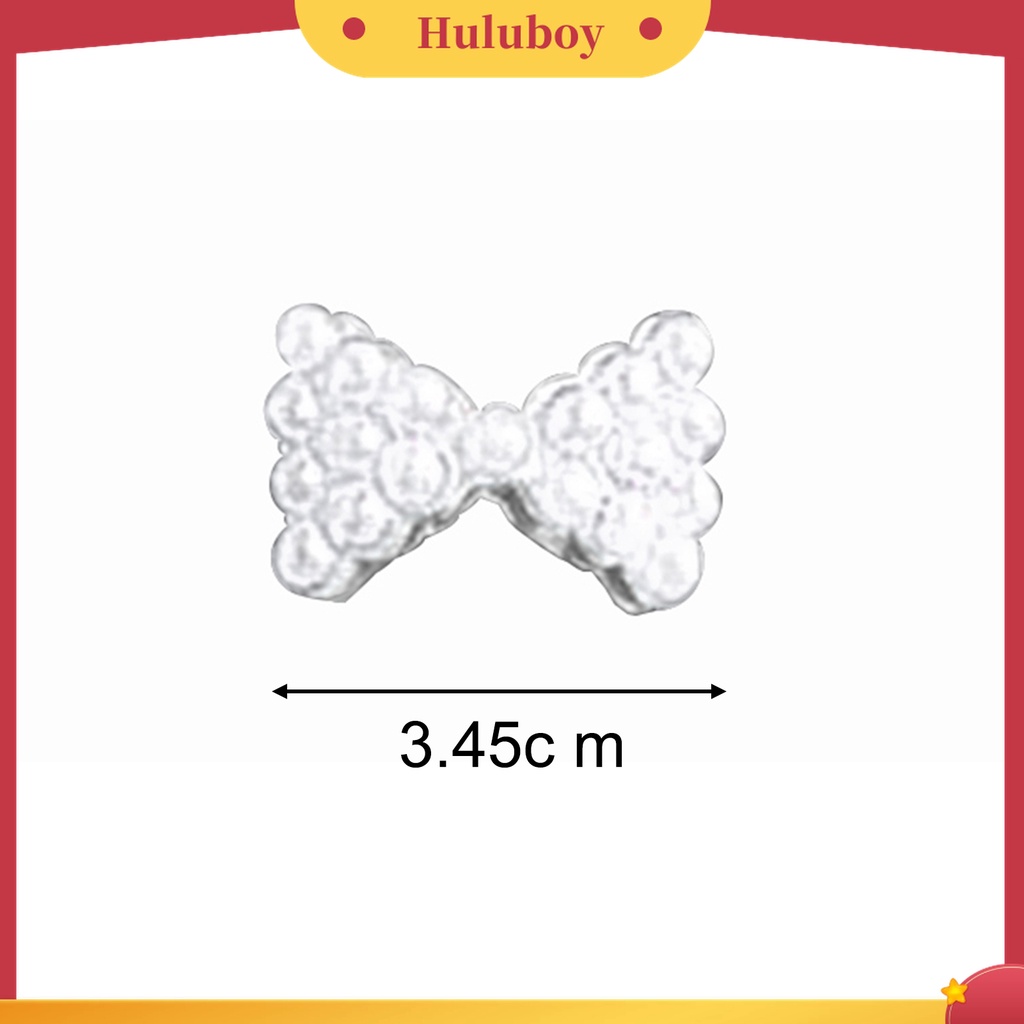 Huluboy Huluboy♡ 10pcs Stiker Kuku 3D Motif Pita Aksen Berlian Imitasi Bahan Alloy Untuk Kencan