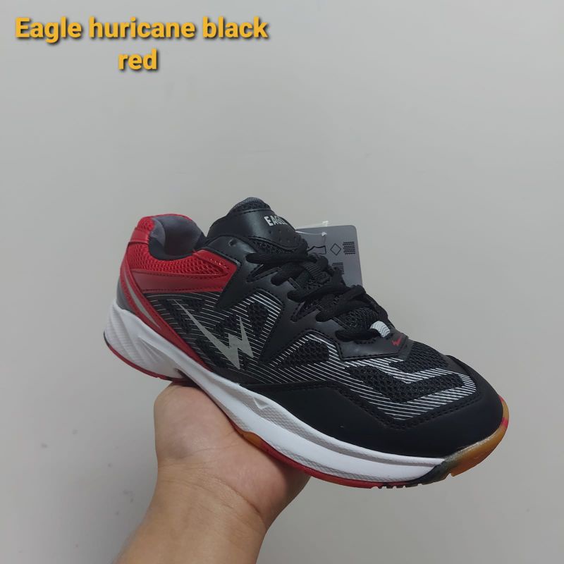Sepatu badminton eagle huricane black red ( size 39 - 44 )