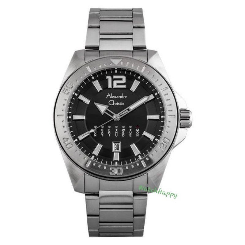 Alexandre Christie AC 6534 ME AC6534 ME 6534ME 6534 ME Mens Black Dial Stainless Steel 100%Original