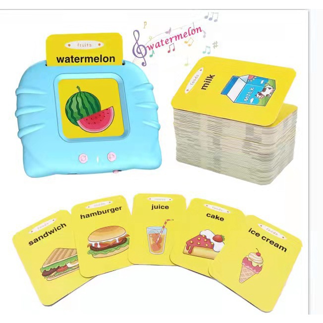 Early Education Bilingual Device Sound Flash Card Toy English  Mainan Flash Card Bersuara Alat Bantu Pengenalan Kosakata Bahasa Inggris English vocabulary recognition aid Flash card reader ZJ01