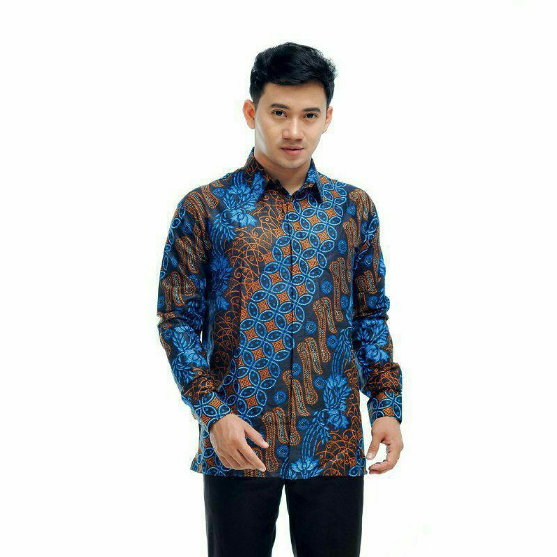 Maura Couple - Sania Ruffle Batik Couple Ori Ndoro Jowi DNT-Kemeja seno biru