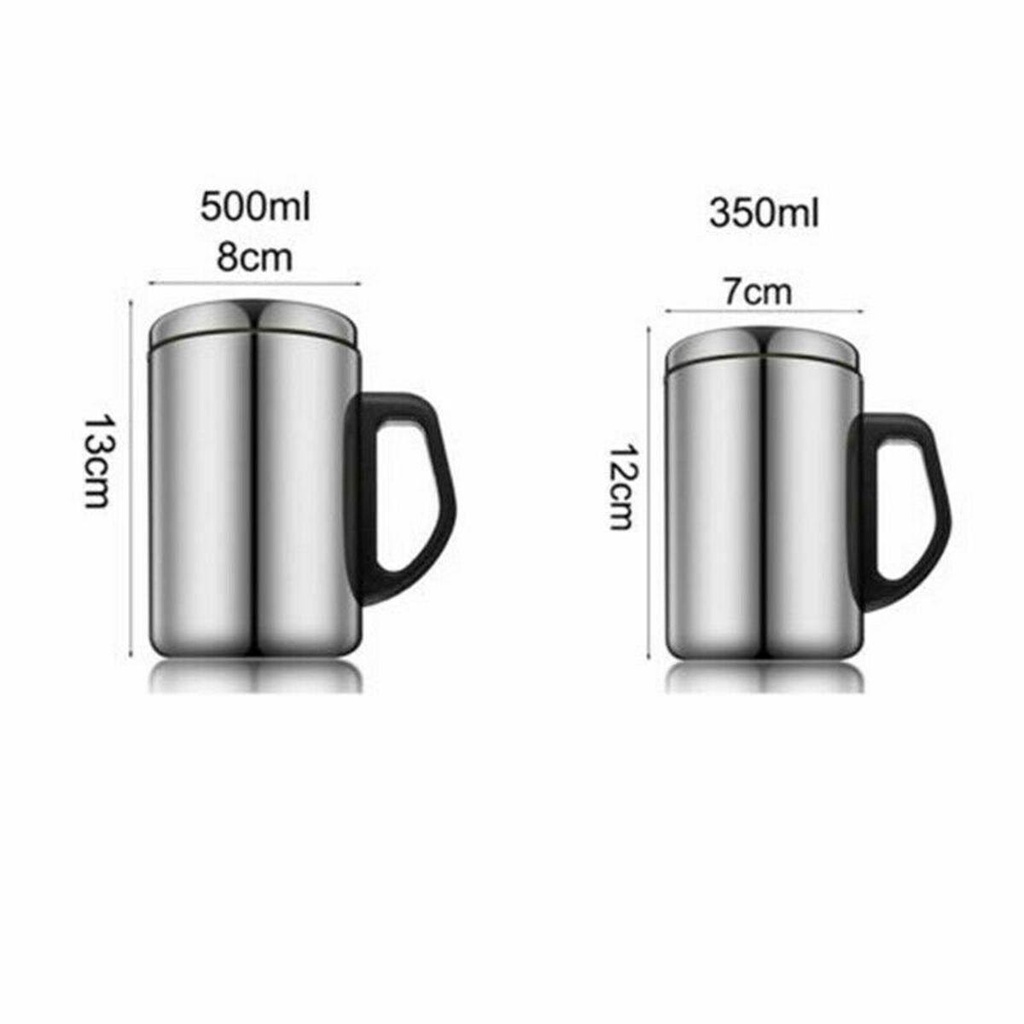 [Elegan] Mug Kopi500/350ml Praktis Travel Tutup Thermal Double Walled Camping Water Bottle