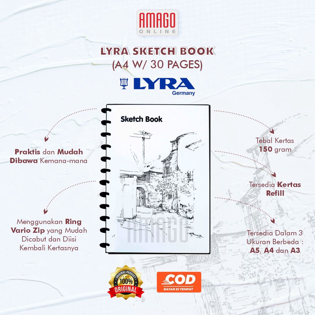 LYRA Sketch Book A4 30 Pages Sheets 150 Gsm Buku Sketsa Menggambar Kualitas Premium Professional 9210260