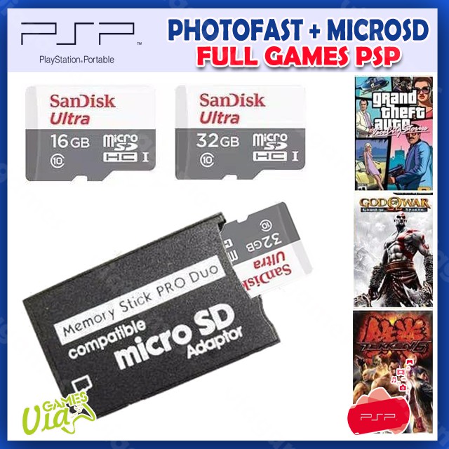 Jual Memori Memory Card PSP Pro Duo Photofast MicroSD Full Games ...