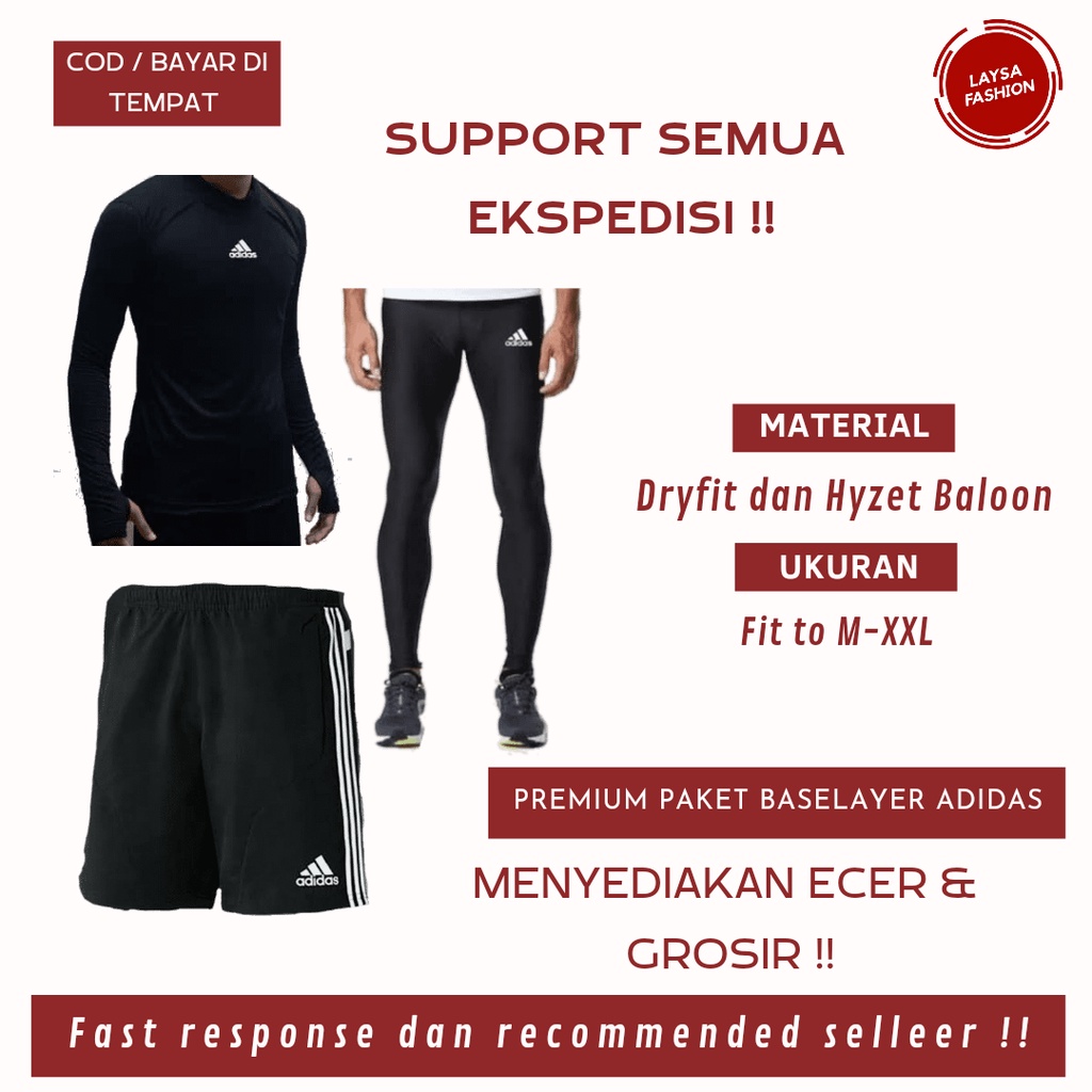 COD Paket 3 IN 1Paket Baselayer Legging Manset Celana Pendek Ori Black Murah Paket Baselayer Paket Pakaian Olahraga Baselayer Manset Panjang Legging Panjang Celana Kolor Pendek Polos Hitam Logo Adidas Pakaian Olahraga Polos Hitam Termurah Bandung