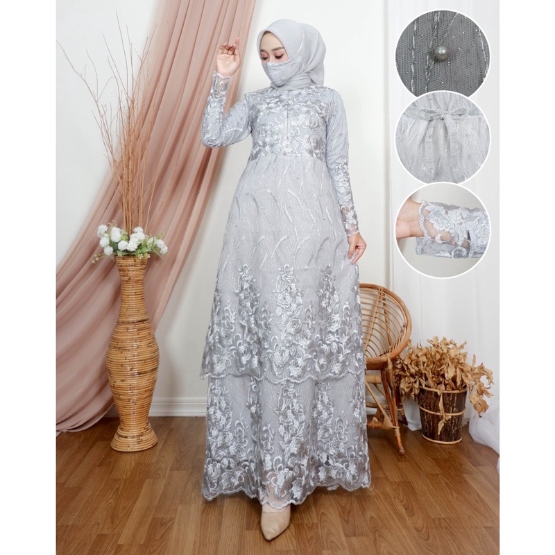 SETELAN GAMIS TULLE TINGKAT - GAMIS TULLE KEBAYA MODREN - GAMIS TULLE - GAMIS BUSUI - GAMIS MODERN - GAMIS KONDANGAN