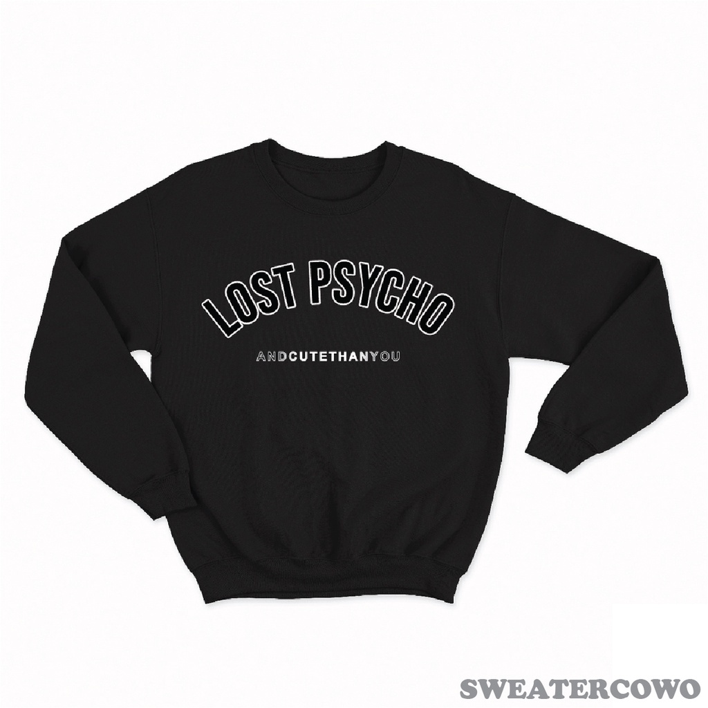 Sweaterpolos Basic Sweater LOST PSYCHO ( Sablon ) Unisex Pria &amp; Wanita