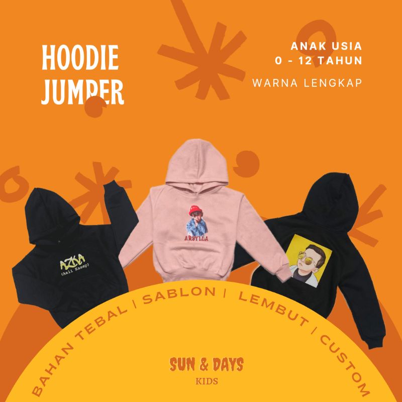 JAKET HOODIE / Sweater Anak Custom Sablon Foto/ Sablon Nama