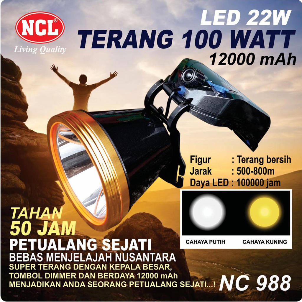 Senter Kepala Outdoor Watt Besar / Senter Kepala NCL 988