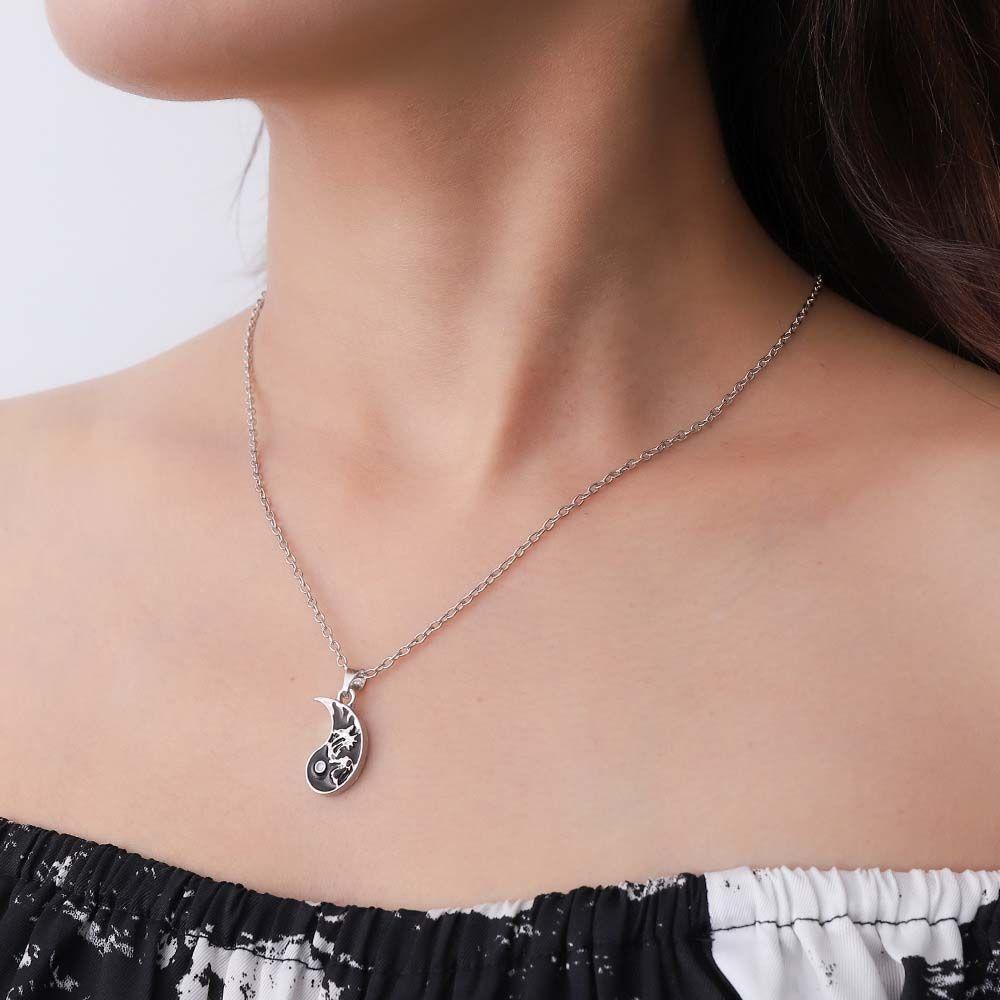 Needway   Tai Chi Kalung Wanita Unisex Hadiah Valentine Yin Yang Lovers Persahabatan Liontin Choker