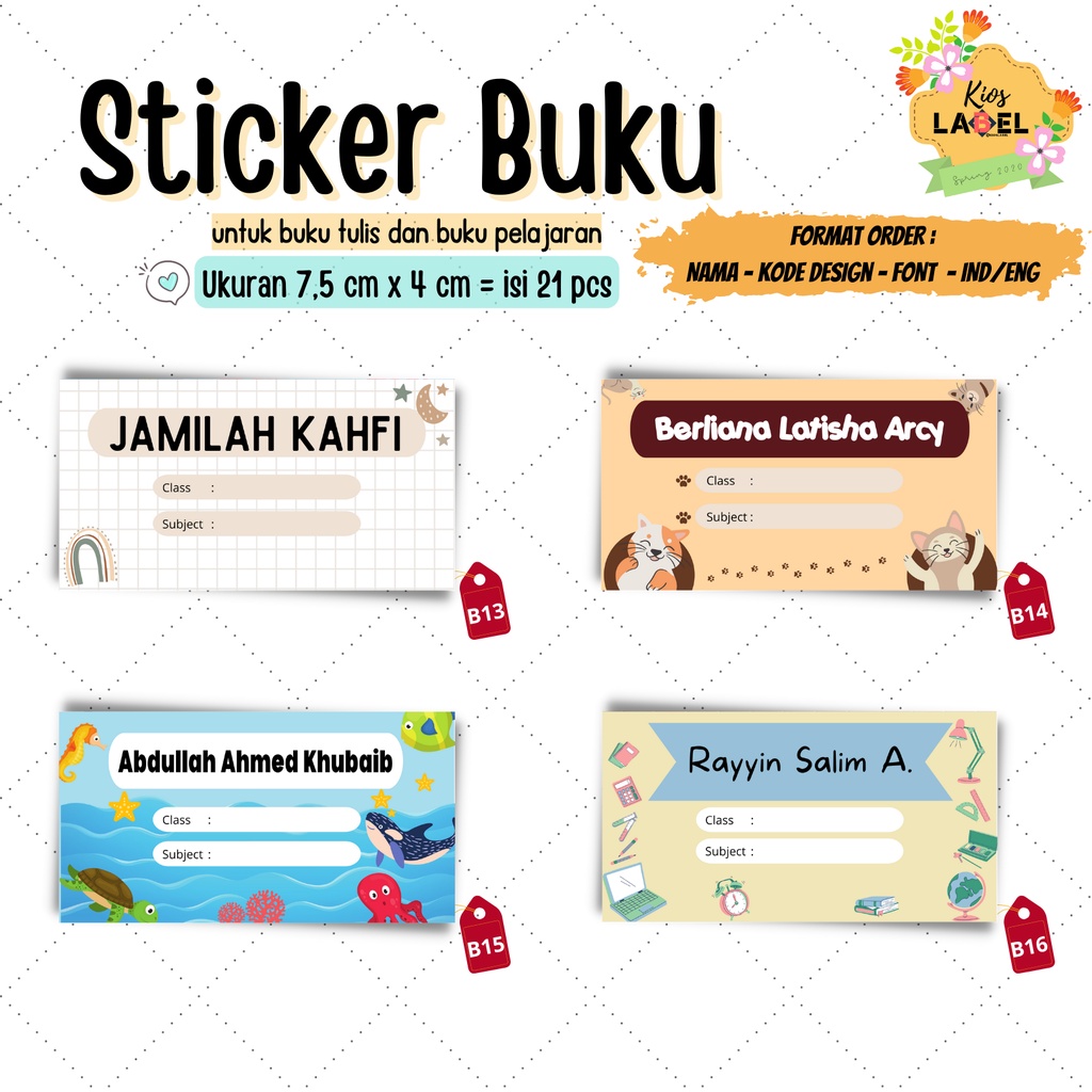 

[21 PCS] Stiker Label Nama Buku Pelajaran Warna Mengkilat Glossy Bisa Ditulis, Stiker Mata Pelajaran