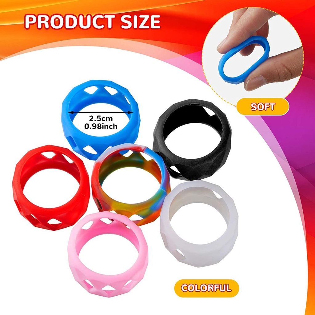 Top 25x17 mm Ring Anti Slip Ring Cincin Silikon Karet Kaca Warna Warni