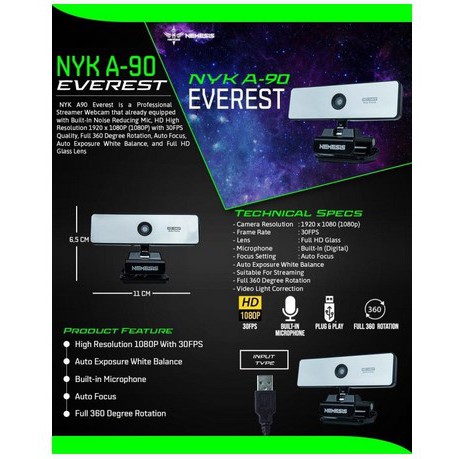 webcam NYK A90 EVEREST 1080p HD AUTO FOKUS/nyk A 90