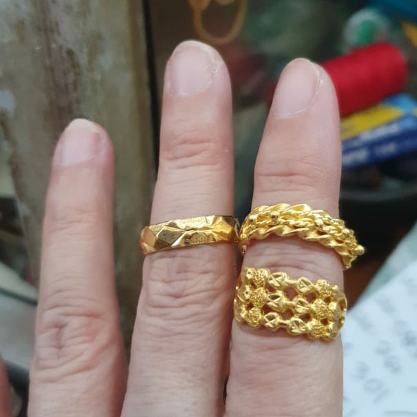 Cincin motif polos emas asli 24k 24 karat 99% kuning 5 gram 5gr
