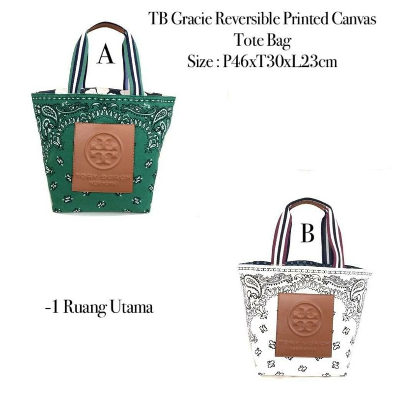 Tote Bag wanita Tory Burch Gracie Reversible Printed Canvas Tote