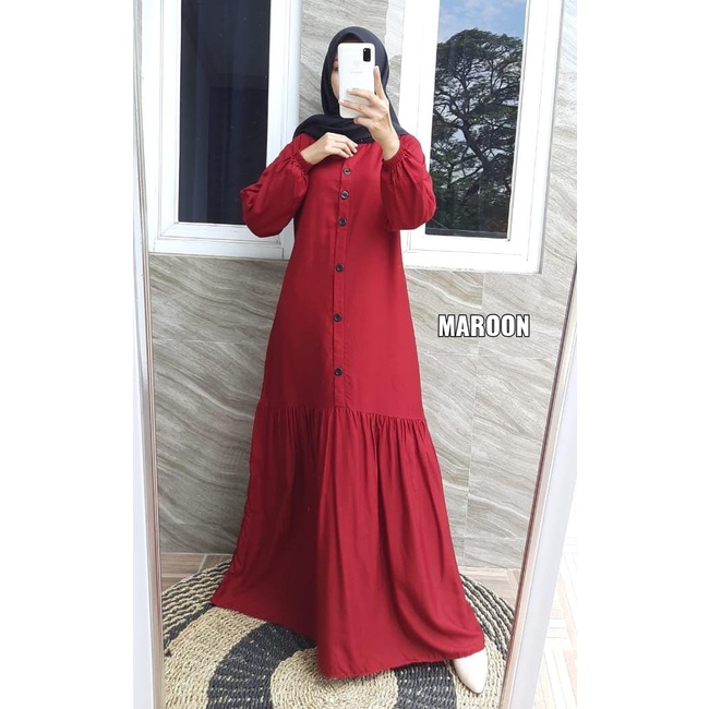 Gamis Rayon Twill  Polos Kancing / Gamis Kancing Susun