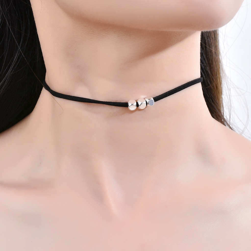 Unisex Square Cube Liontin Kalung Tali Lembut Korea Sederhana Kalung Klavikula Kalung