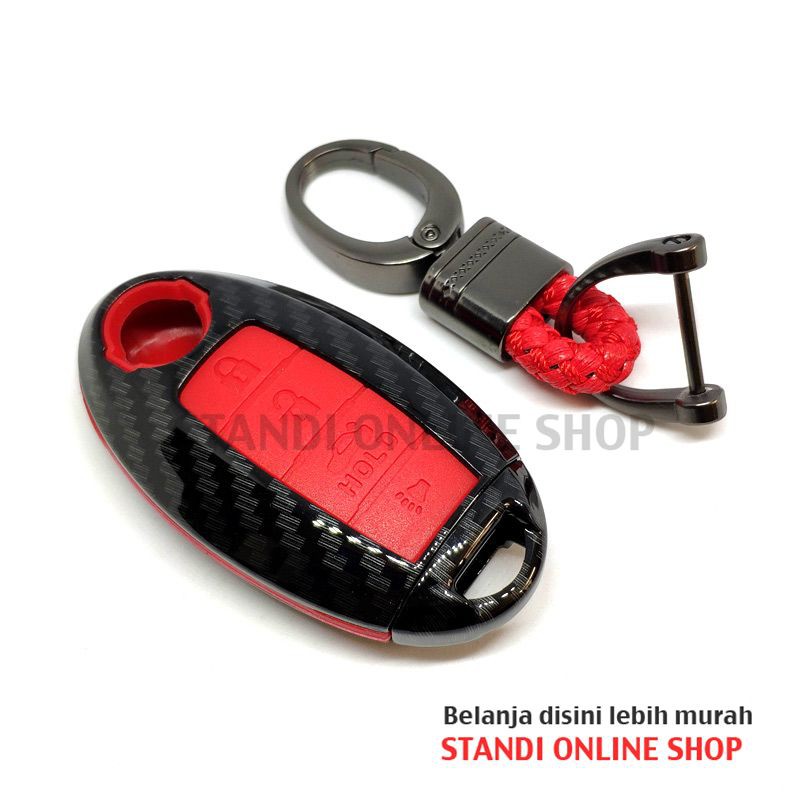 Cover Smartkey Sarung Kunci Nissan All New XTrail T32 Carbon Merah