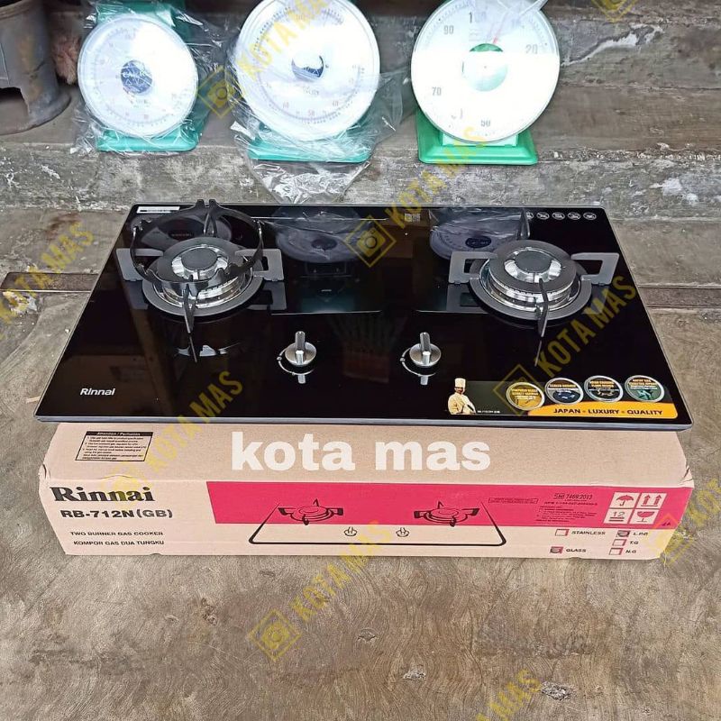 Jual Kompor Tanam Rinnai RB712NGB Glass Gas Stove Kaca 2 Tungku Murah ...