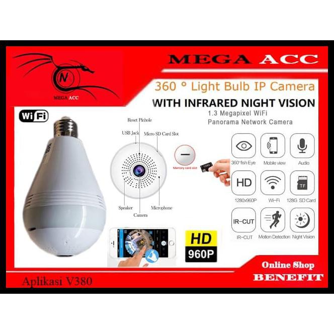 PROMO IP Camera CCTV Bulb WiFi Panoramic - Lampu Bohlam VR Spy Cam NEW