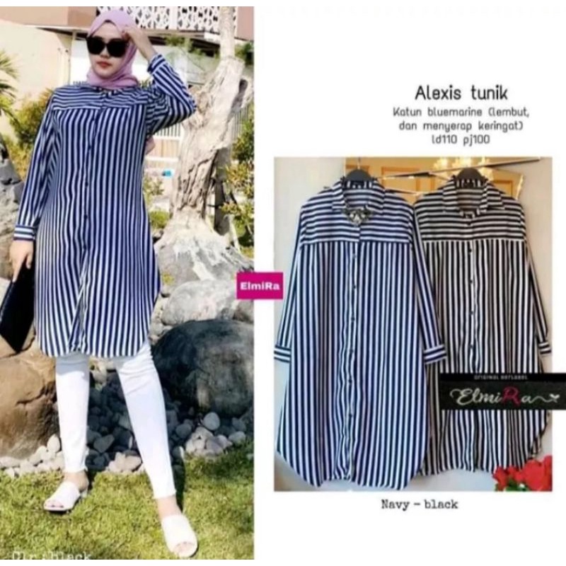 Tunik Alexa | Tunik Salur Jumbo Ld 120 | Baju Atasan Wanita Hijab | Baju Tunik Kasual Big Size Jumbo XXL