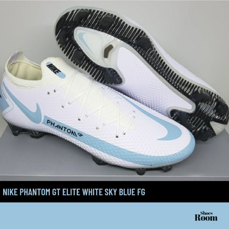 Sepatu Bola Nike Phantom GT Elite White Sky Blue FG