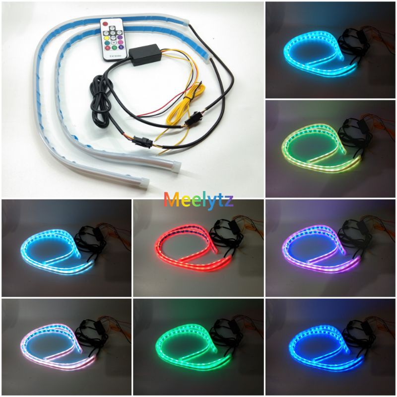 LED slim alis DRL fleksibel waterproof 60cm RGB remote senja sein running