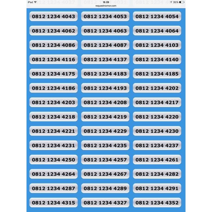 NOMOR CANTIK SIMPATI 0812 1234 XXXX