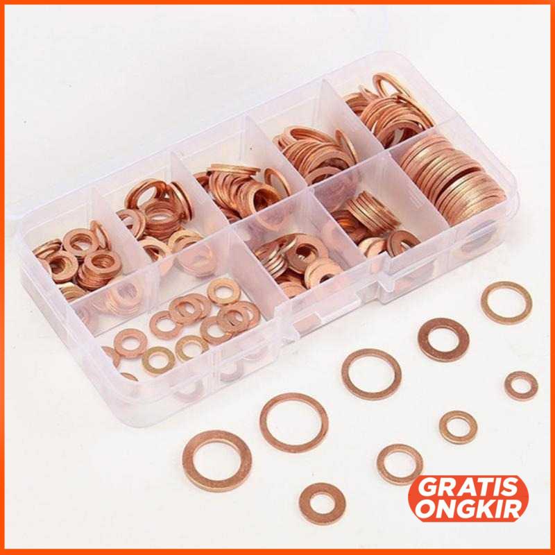 Ring Baut Gasket Bolt Nut Flat Ring Tembaga 200PCS ELC755