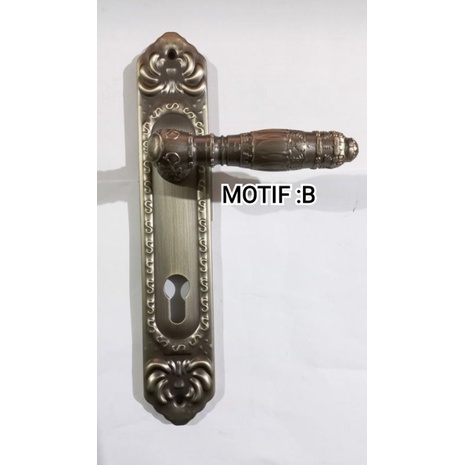 Handle Pintu Plate Antique Brass+Kunci+Cylinder/Gagang Pintu/Tarikan Pintu Besar/Antik Ukir/Vintage Series