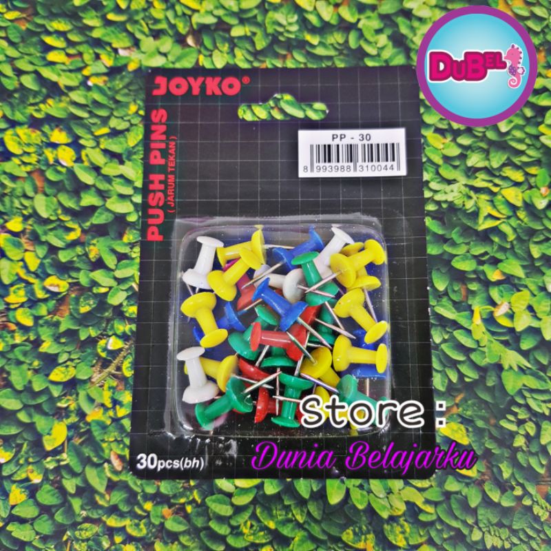 Push Pin Joyko PP-30 [Isi 30 pcs] / Jarum Mading / Paku Payung Kecil / Paku Sterofoam / Jarum Tekan 