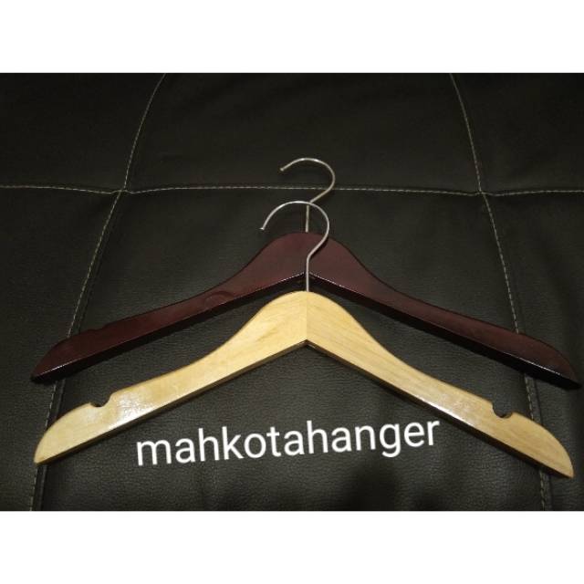 Hanger Kayu Anak (Wood) warna natural/coklat gantungan baju 6 pcs