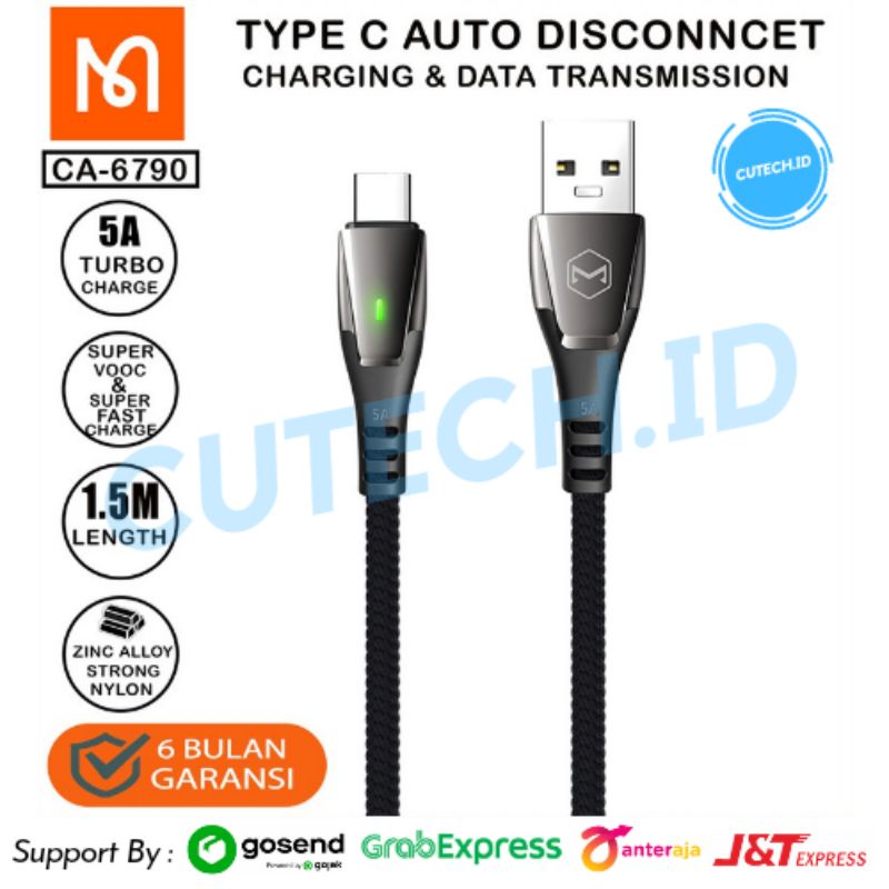 MCDODO KABEL DATA TYPE C AUTO DISCONNECT 1,5M 5A SUPER CHARGER VOOC